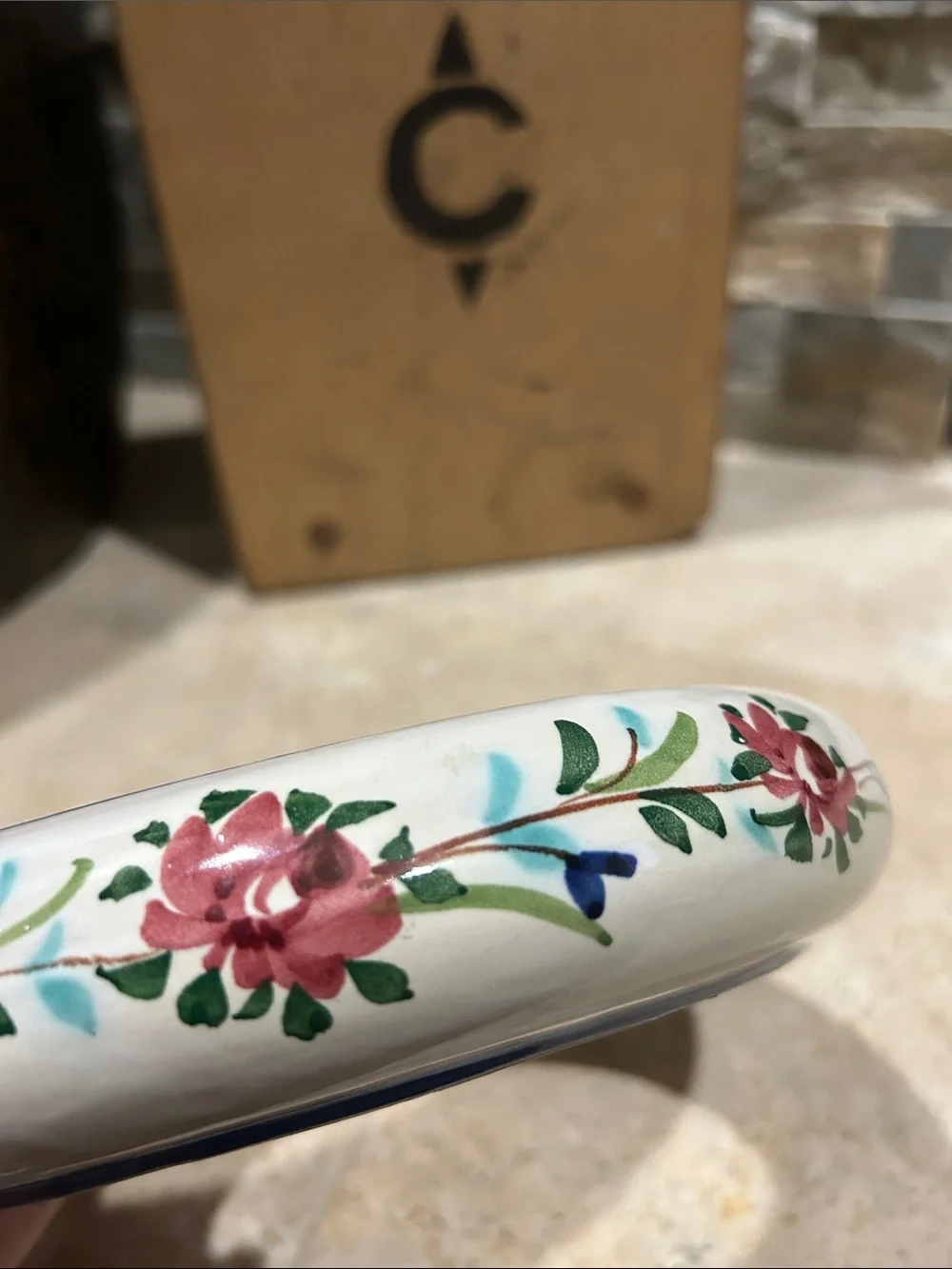 vintage Italian ceramic ring vase / posy ring / flower frog